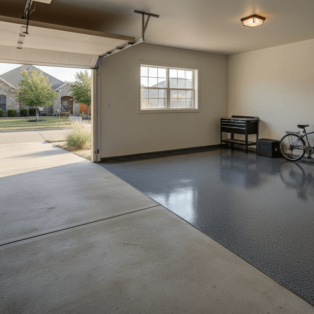 A epoxy flooring installation job seen in full