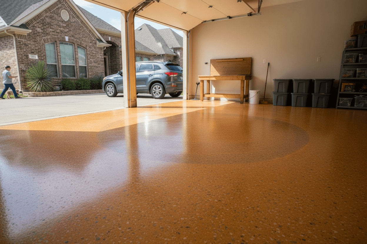 A finished epoxy flooring installation project